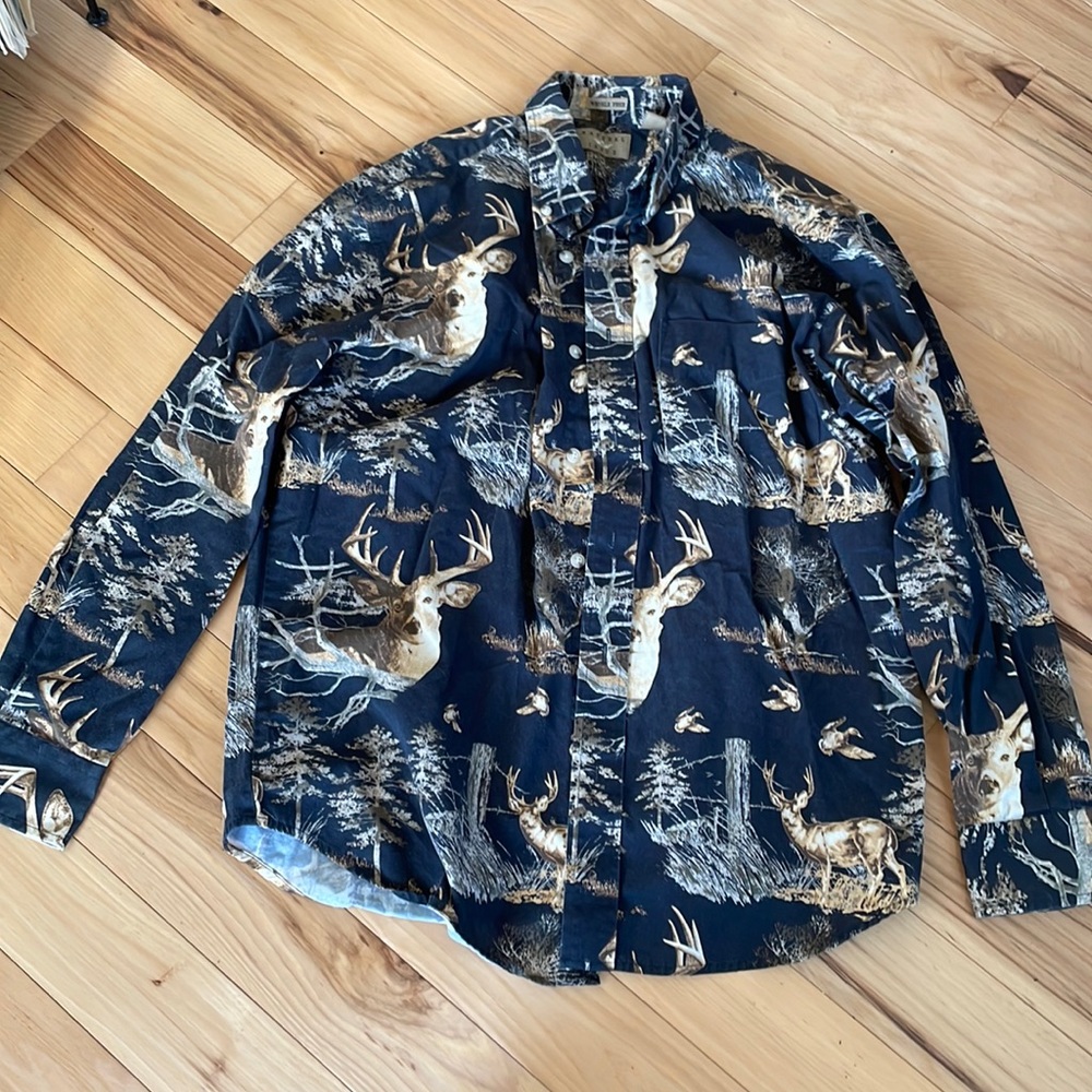 Natural Issue vintage real tree type shirt with tree/buck print